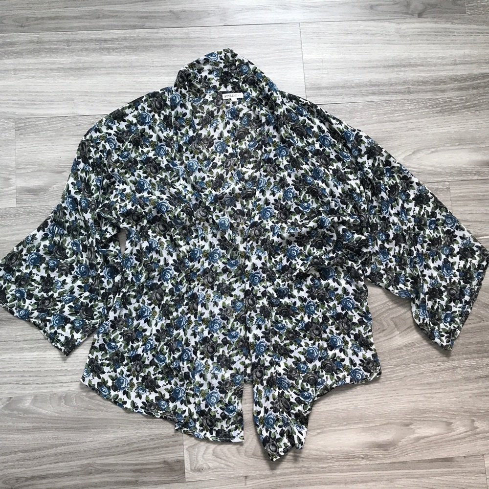 STYLE MINT WOMENS BLOUSE KIMONO ROSETTE LONG SLEEVE 4 - Picture 3 of 8